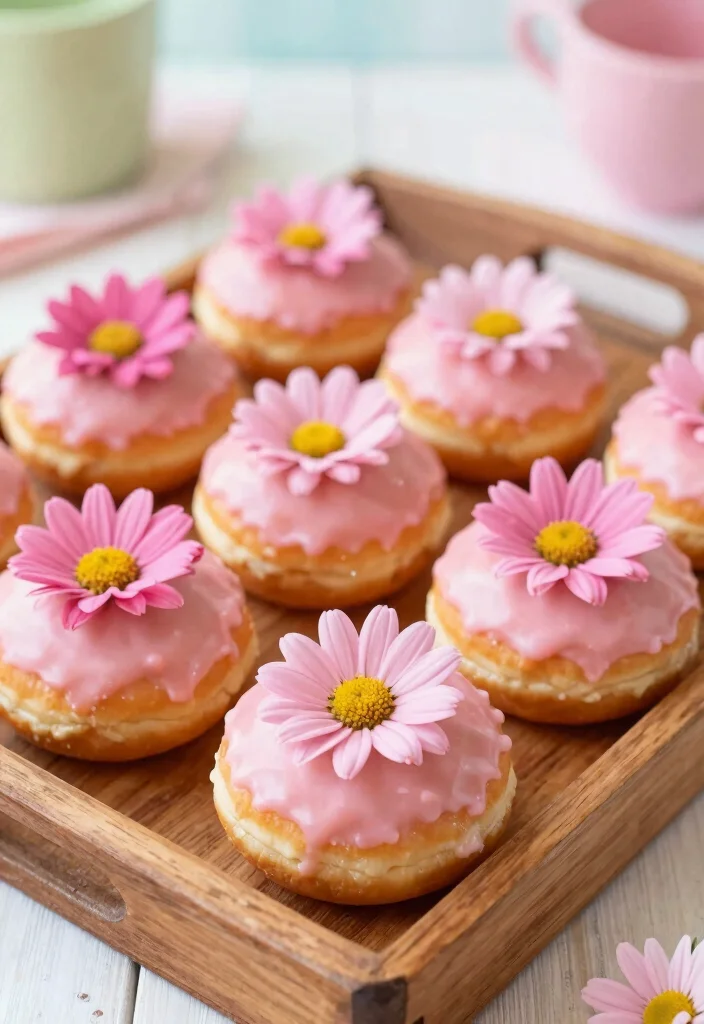 17 Pink Daisy Cake Ideas: Soft Floral Sweetness - 15. Pink Daisy Donuts 1