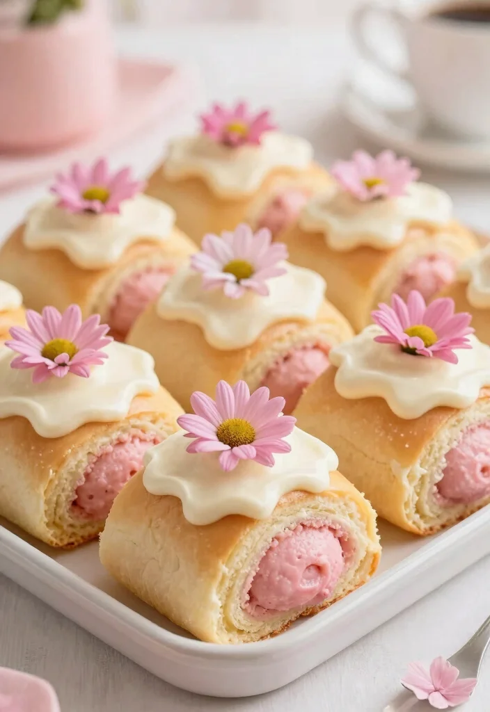 17 Pink Daisy Cake Ideas: Soft Floral Sweetness - 17. Pink Daisy Sweet Rolls 1