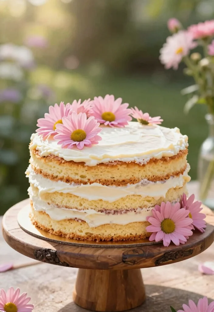17 Pink Daisy Cake Ideas: Soft Floral Sweetness - 3. Naked Pink Daisy Cake 1