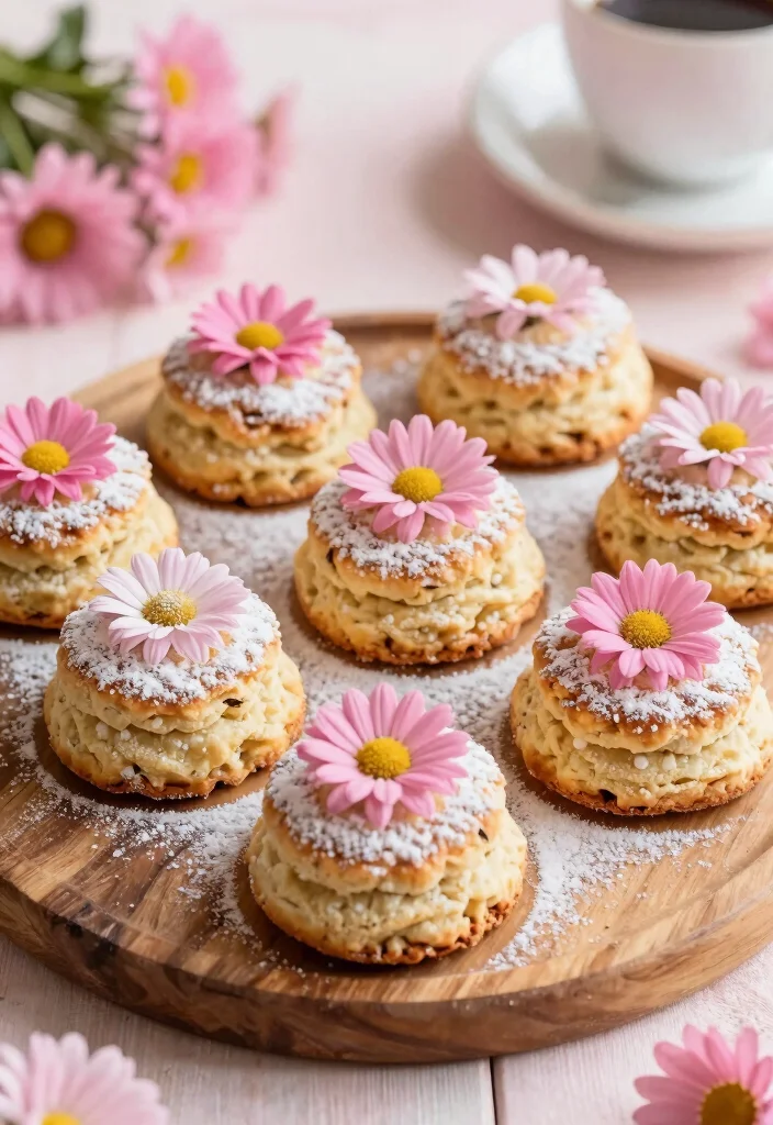 17 Pink Daisy Cake Ideas: Soft Floral Sweetness - 9. Pink Daisy Scones 1