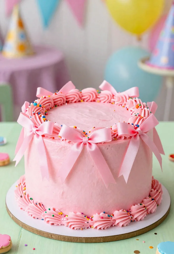 17 Pink Ribbon Cake Ideas for an Elegant Statement Style - 11. Funfetti Pink Ribbon Cake 1