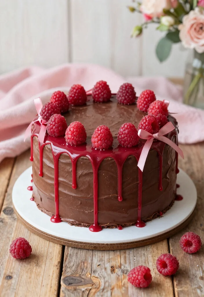 17 Pink Ribbon Cake Ideas for an Elegant Statement Style - 2. Chocolate Raspberry Pink Ribbon Cake 1