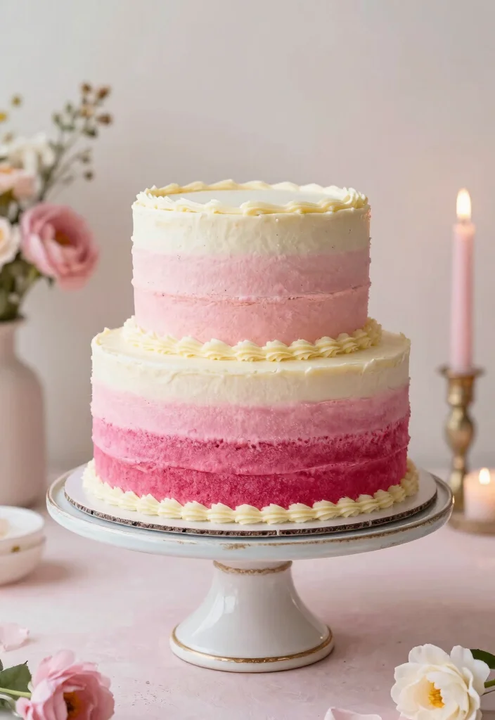 17 Pink Ribbon Cake Ideas for an Elegant Statement Style - 3. Ombre Pink Velvet Cake 1