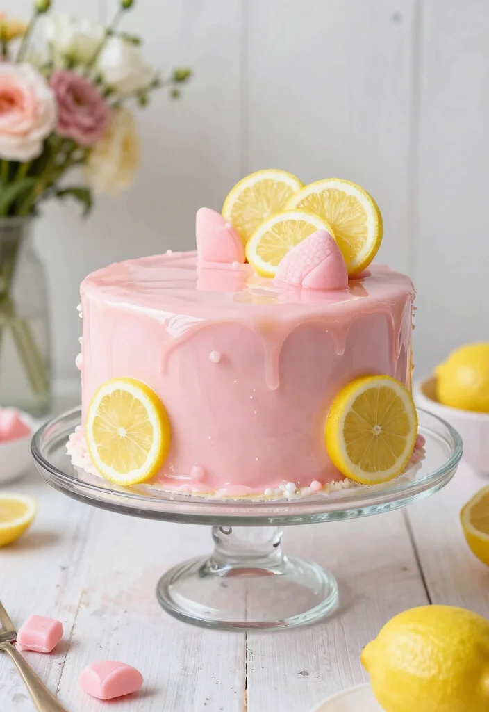 17 Pink Ribbon Cake Ideas for an Elegant Statement Style - 5. Elegant Pink Lemonade Cake 1