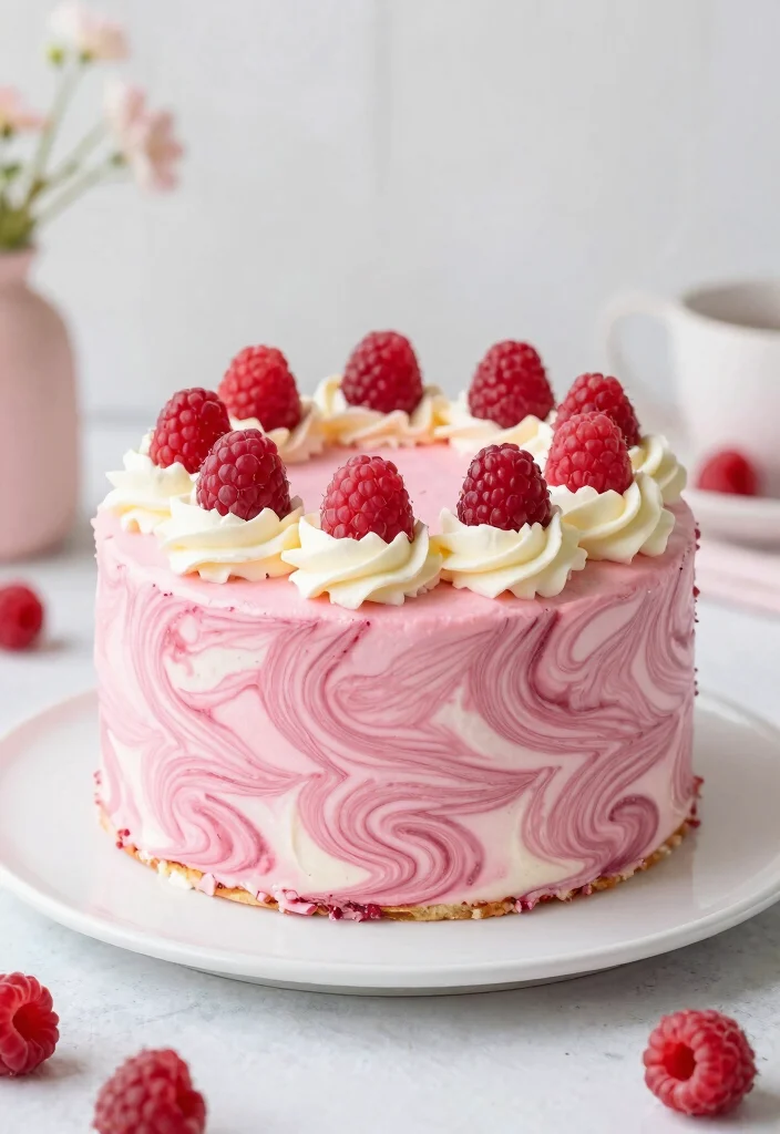 17 Pink Ribbon Cake Ideas for an Elegant Statement Style - 7. Raspberry Swirl Pink Cake 1