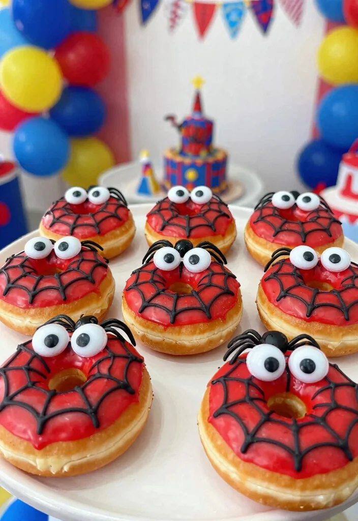17 Spidey Birthday Cake Ideas Superhero Fun Theme - 12. Spider-Man Donuts 1
