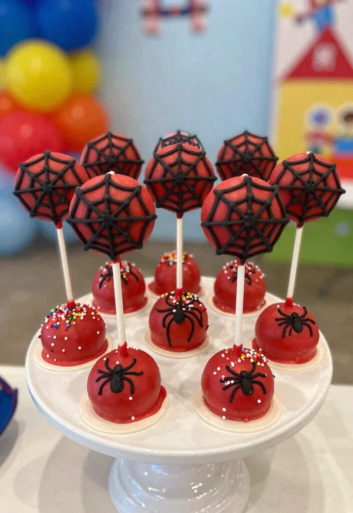 17 Spidey Birthday Cake Ideas Superhero Fun Theme - 3. Spidey Cake Pops 1