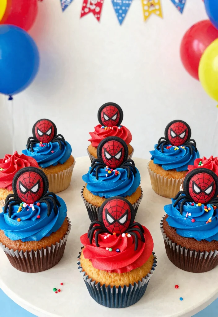 17 Spidey Birthday Cake Ideas Superhero Fun Theme - 5. Spidey Cupcakes 1