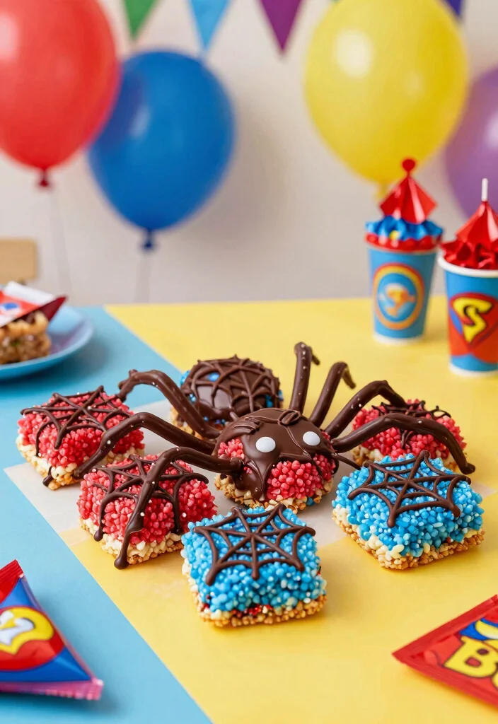 17 Spidey Birthday Cake Ideas Superhero Fun Theme - 7. Spidey Rice Krispie Treats 1