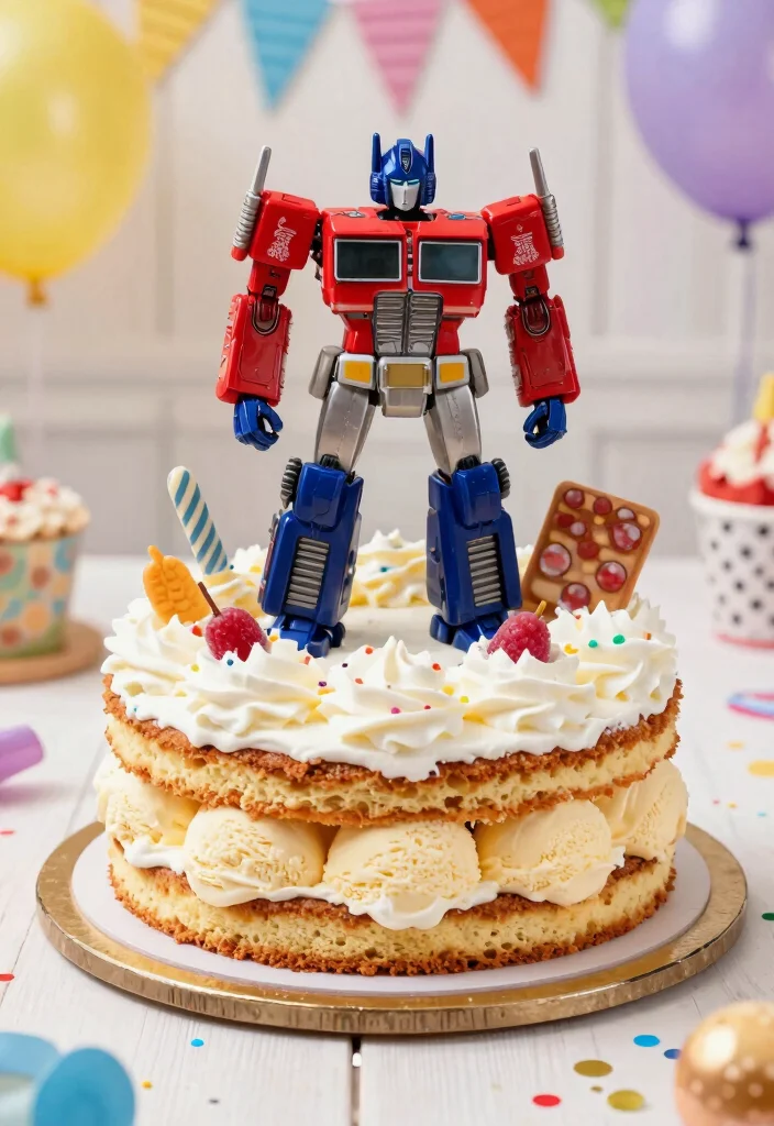 17 Transformers Birthday Cake Ideas for a Bold Action Theme - 13. Transformers Ice Cream Cake 1