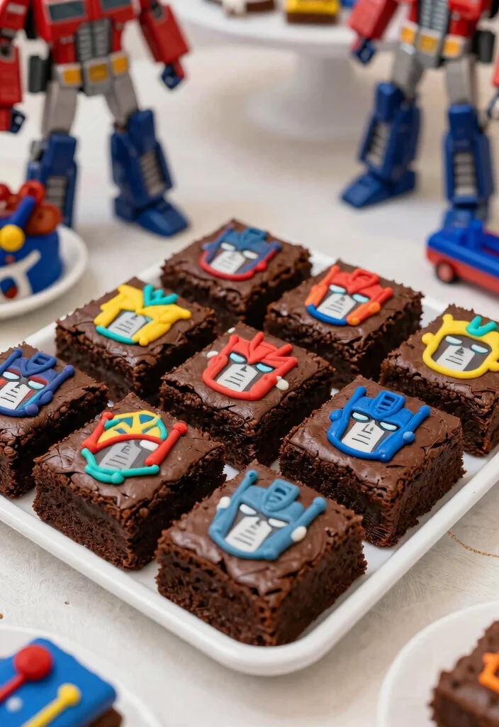 17 Transformers Birthday Cake Ideas for a Bold Action Theme - 14. Transformers Themed Brownies 1