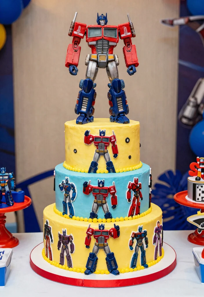 17 Transformers Birthday Cake Ideas for a Bold Action Theme - 3. Transformers Layered Cake 1
