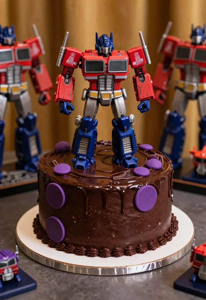 17 Transformers Birthday Cake Ideas for a Bold Action Theme - 4. Decepticon Dark Chocolate Cake 1