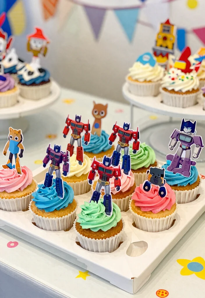 17 Transformers Birthday Cake Ideas for a Bold Action Theme - 5. Transformers Cupcakes 1