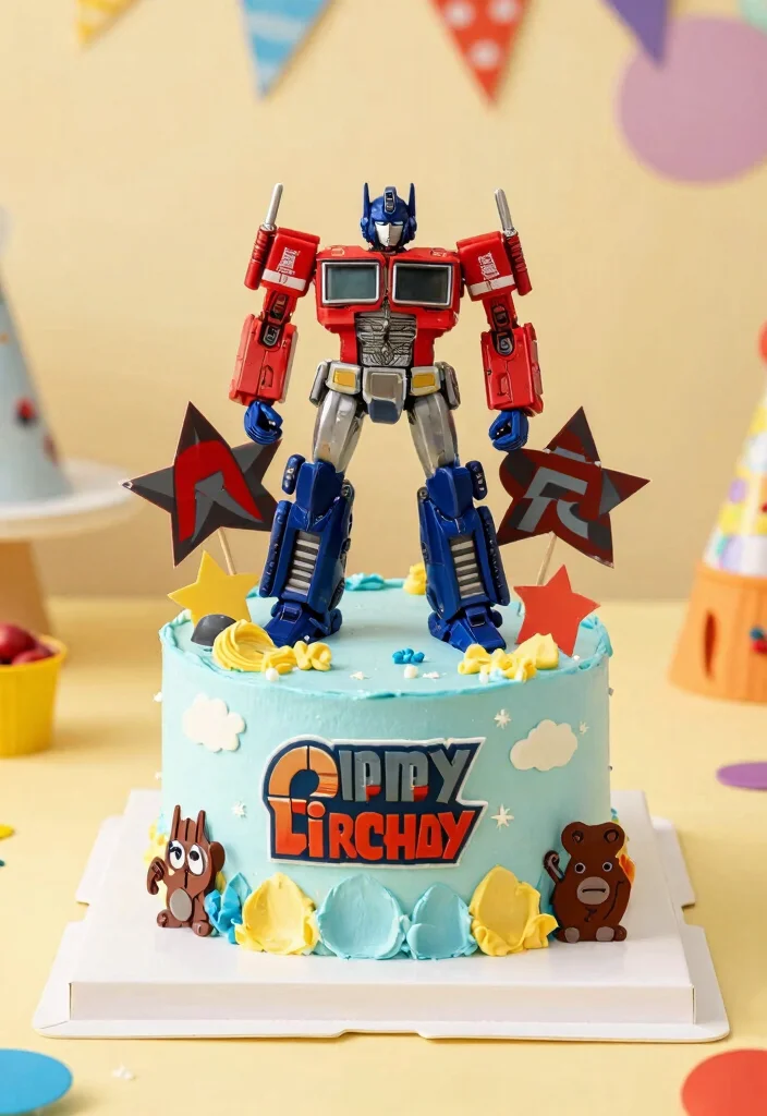 17 Transformers Birthday Cake Ideas for a Bold Action Theme - 6. Transformers Smash Cake 1