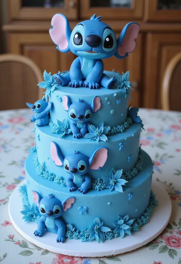 10 Stunning Stitch Birthday Cake Ideas That Will Steal the Show! - 9. Stitch Fondant Art Cake 1