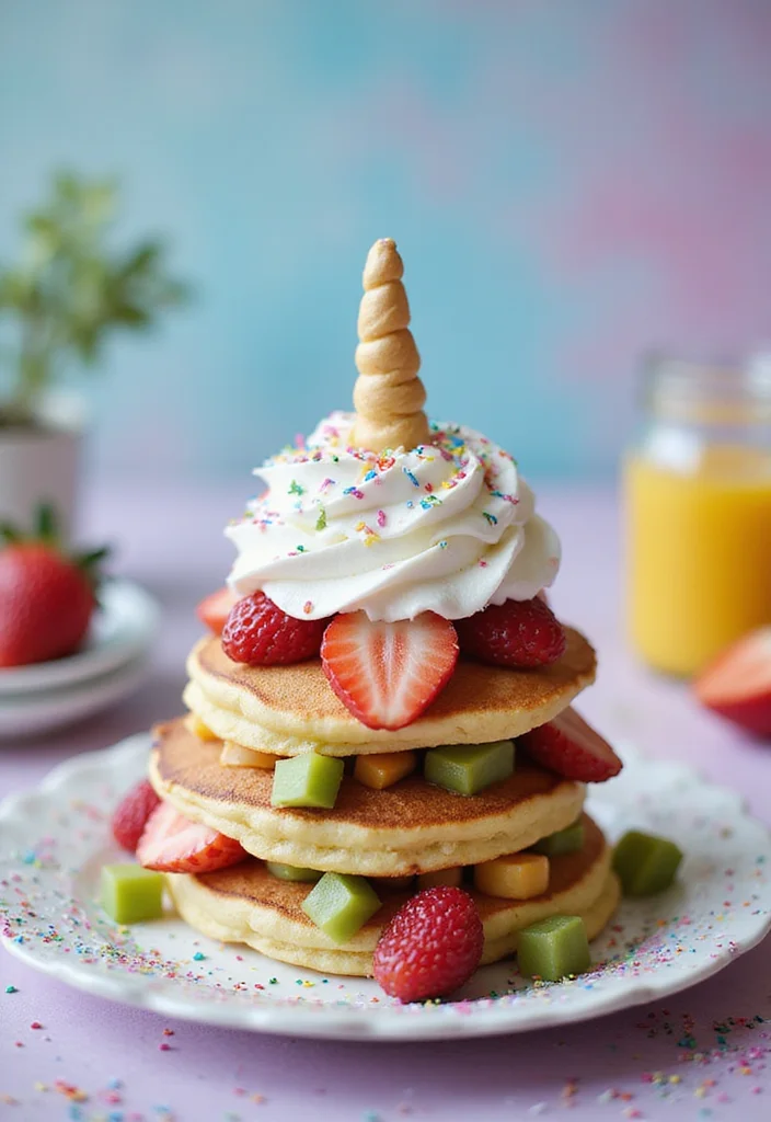 11 Cutest Unicorn Cakes Ever - 8. Unicorn Pancakes 1