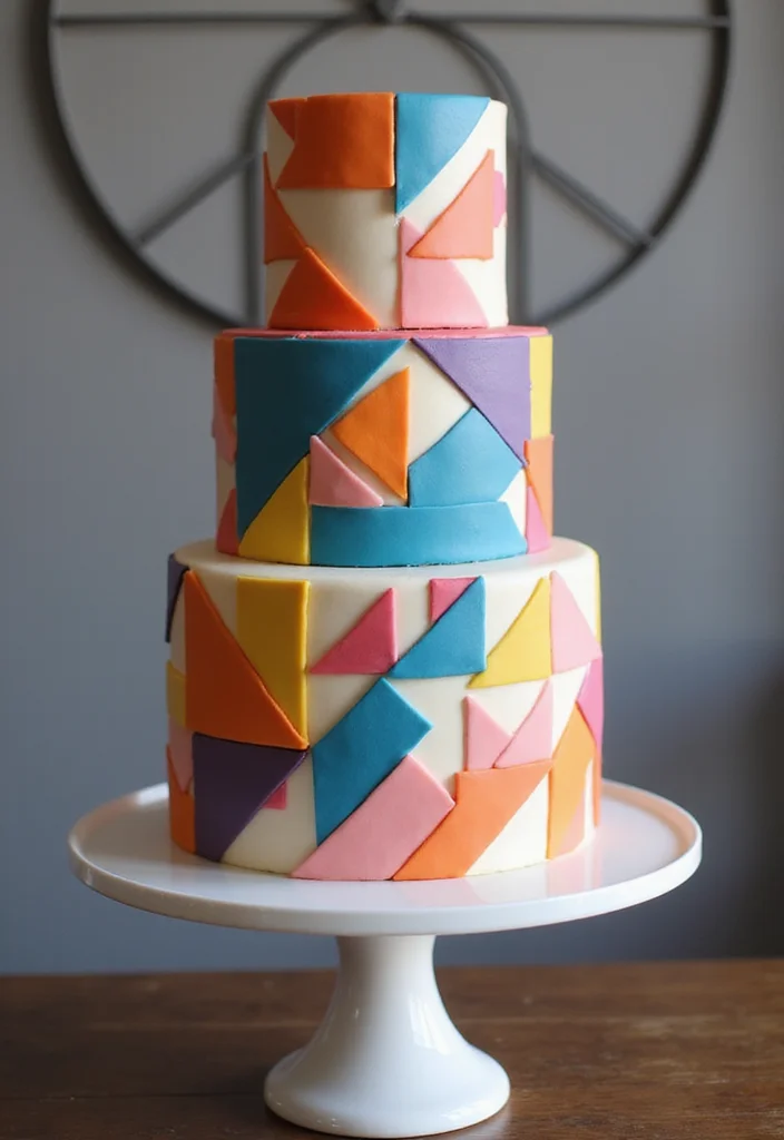 11 Trendy Baby Dedication Cake Styles That Are Taking Over (Wait Until You See #9!) - 9. Unique Geometric Cakes 1