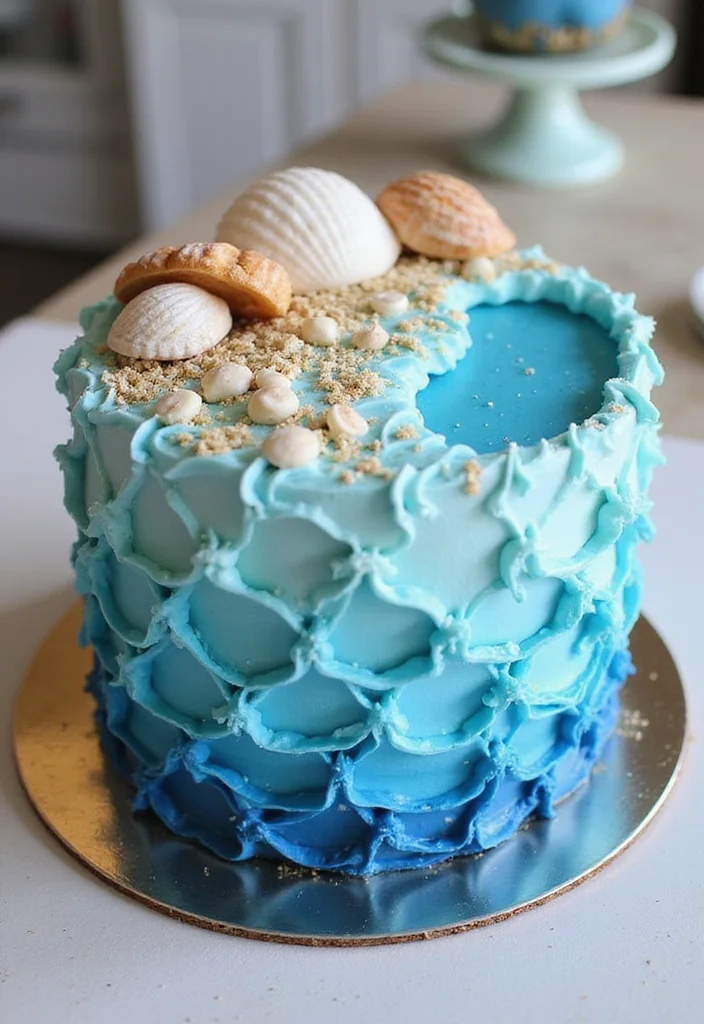 12 Blue Cake Ideas That Will Make Your Special Occasions Unforgettable (You’ll Love #3!) - 1. Ocean Wave Cake 1