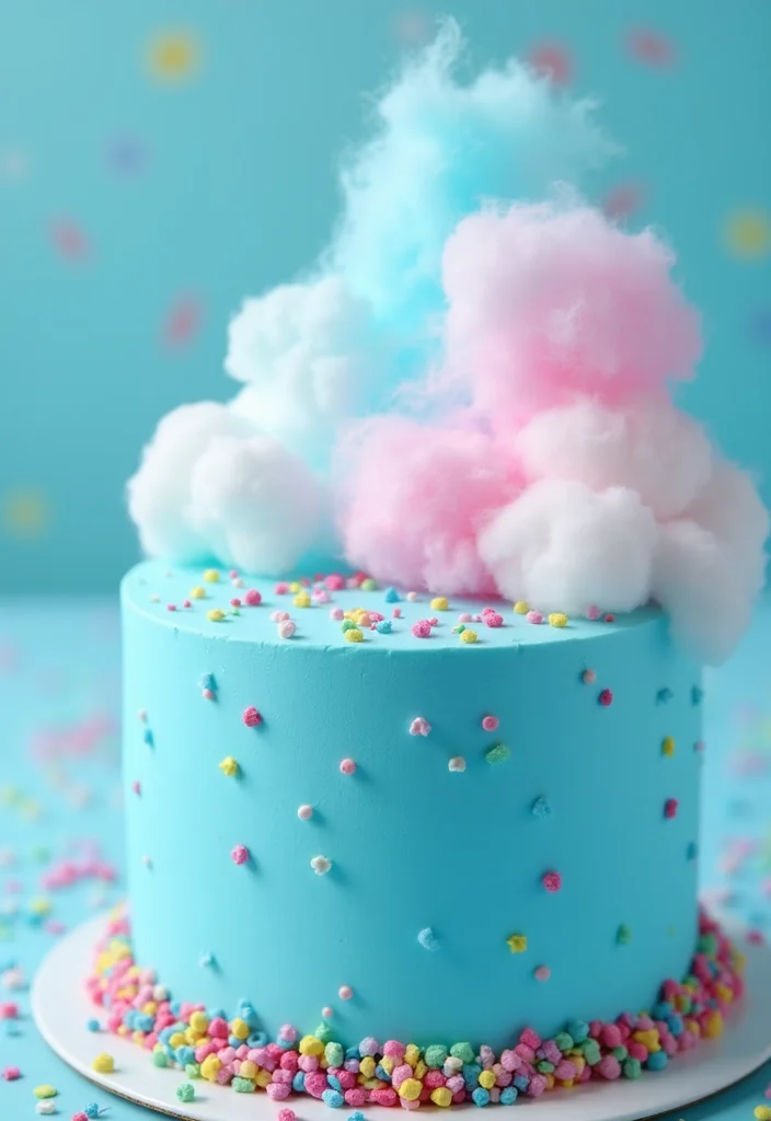 12 Blue Cake Ideas That Will Make Your Special Occasions Unforgettable (You’ll Love #3!) - 4. Blue Cotton Candy Cake 1