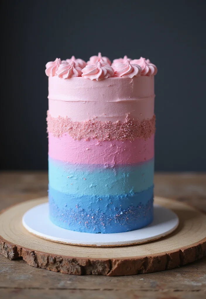 12 DIY Baby Shower Cake Ideas You Can Make at Home! - 2. Gender Reveal Ombre Cake 1