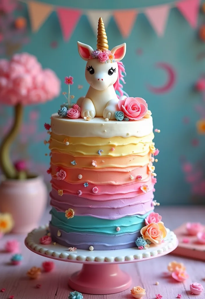 12 DIY Baby Shower Cake Ideas You Can Make at Home! - 8. Rainbow Unicorn Cake 1