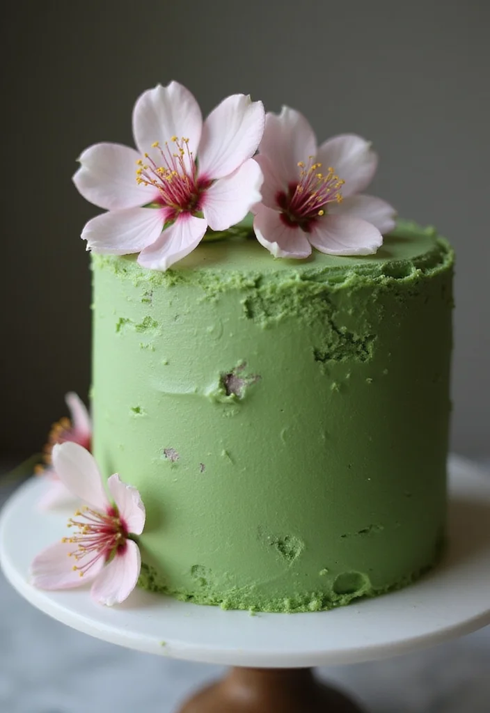 12 Gorgeous Birthday Cakes with Flowers Perfect for Any Celebration! - 10. Matcha Green Tea Floral Cake 1