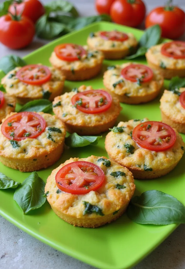 12 Gourmet Mini Cake Salé Apero Ideas for a French Twist on Your Snack Table! - 5. Tomato and Basil Mini Cake Marvels 1