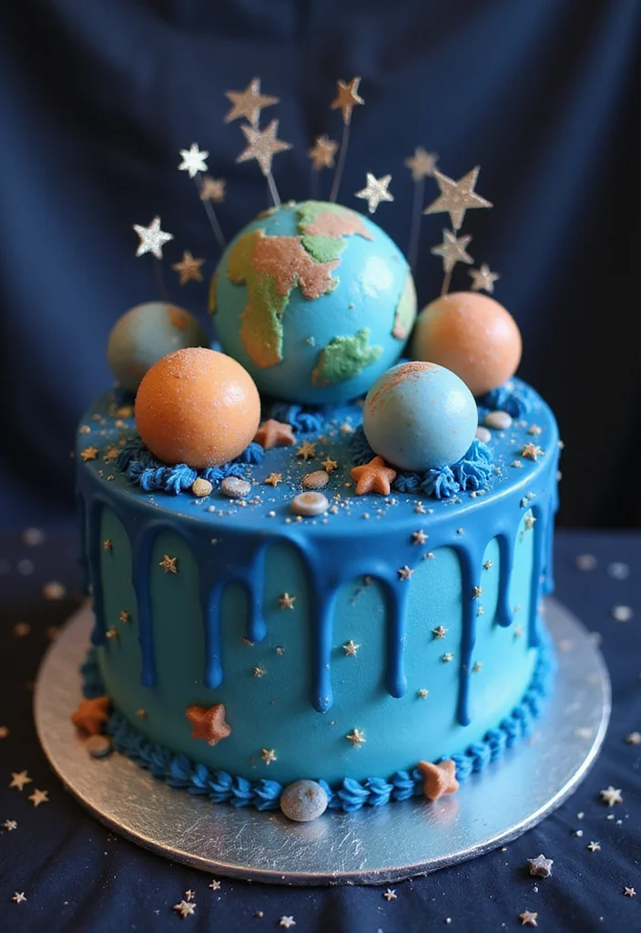 13 Fun Birthday Cakes for Boys That Are Perfect for Their 13th Celebration (You Have to See #3!) - 6. Outer Space Adventure Cake 1