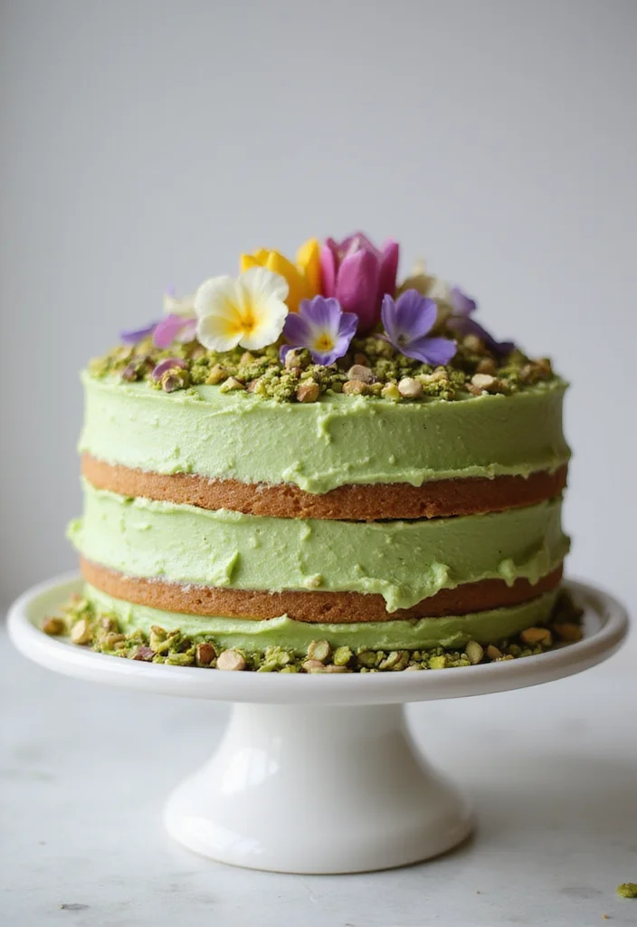 13 Stunning Layered Birthday Cakes That’ll Steal the Show! - 12. Pistachio Layer Cake 1