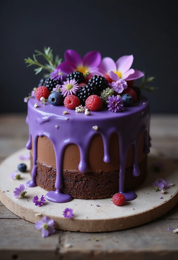 14 Creative Purple Birthday Cake Ideas That Match Your Party Theme Perfectly! - 7. Purple Chocolate Drip Cake 1