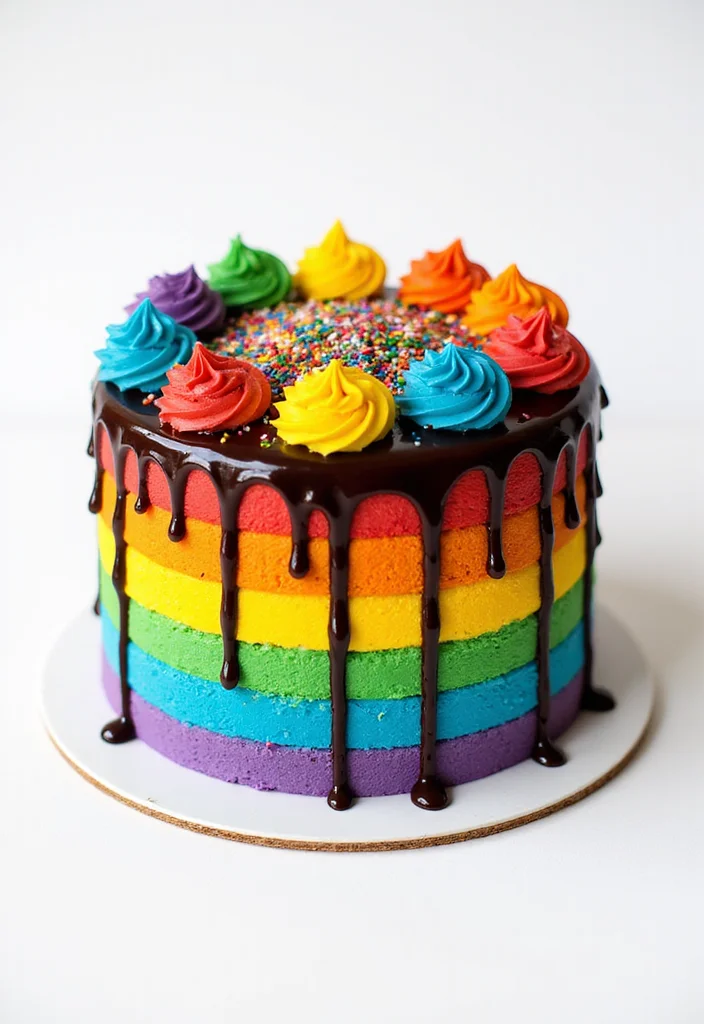 14 Personalized Birthday Cake Ideas for Your 18th Birthday That Are Totally Unique! - 1. Rainbow Drip Cake 1