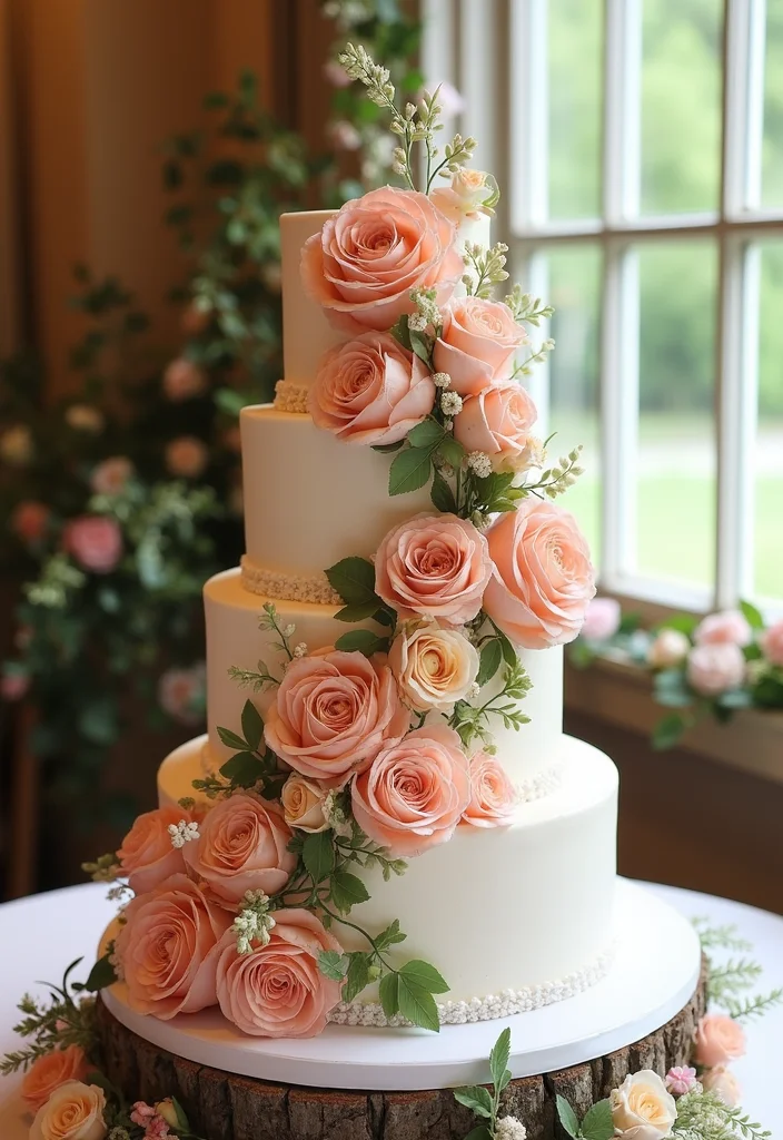 14 Storybook Fairytale Wedding Cakes That Are Straight Out of a Dream (Get Inspired!) - 11. Floral Cascade Cake 1