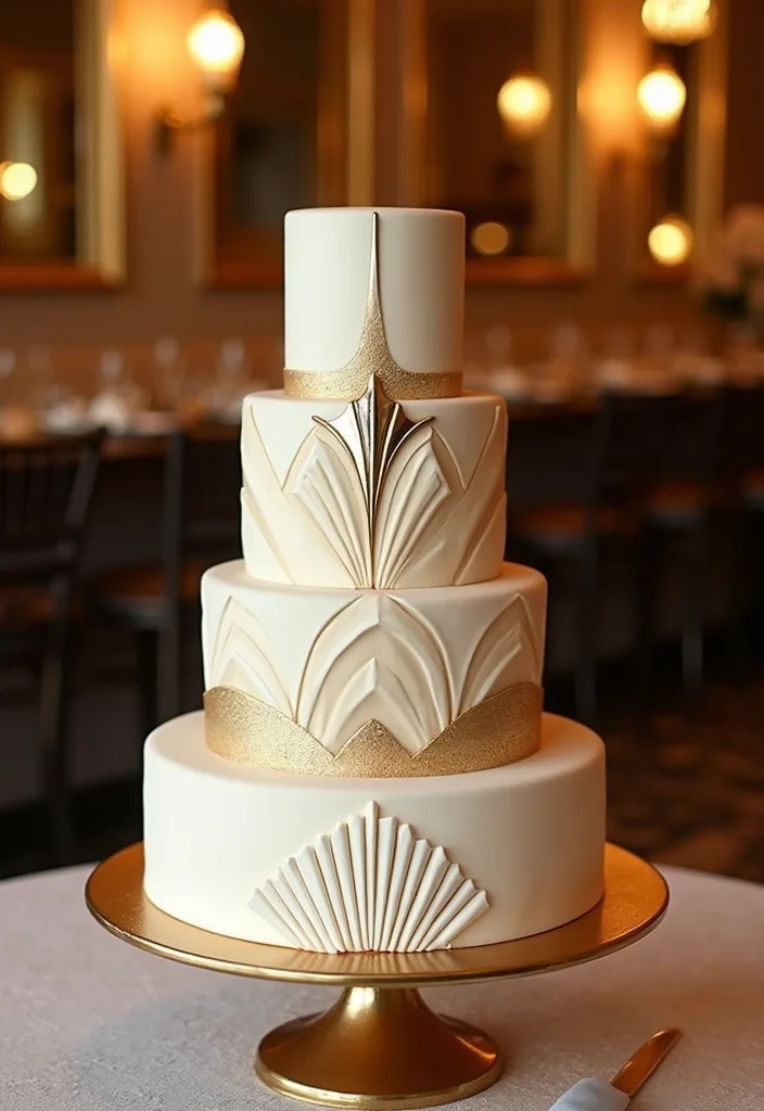 14 Storybook Fairytale Wedding Cakes That Are Straight Out of a Dream (Get Inspired!) - 9. Art Deco Glam Cake 1