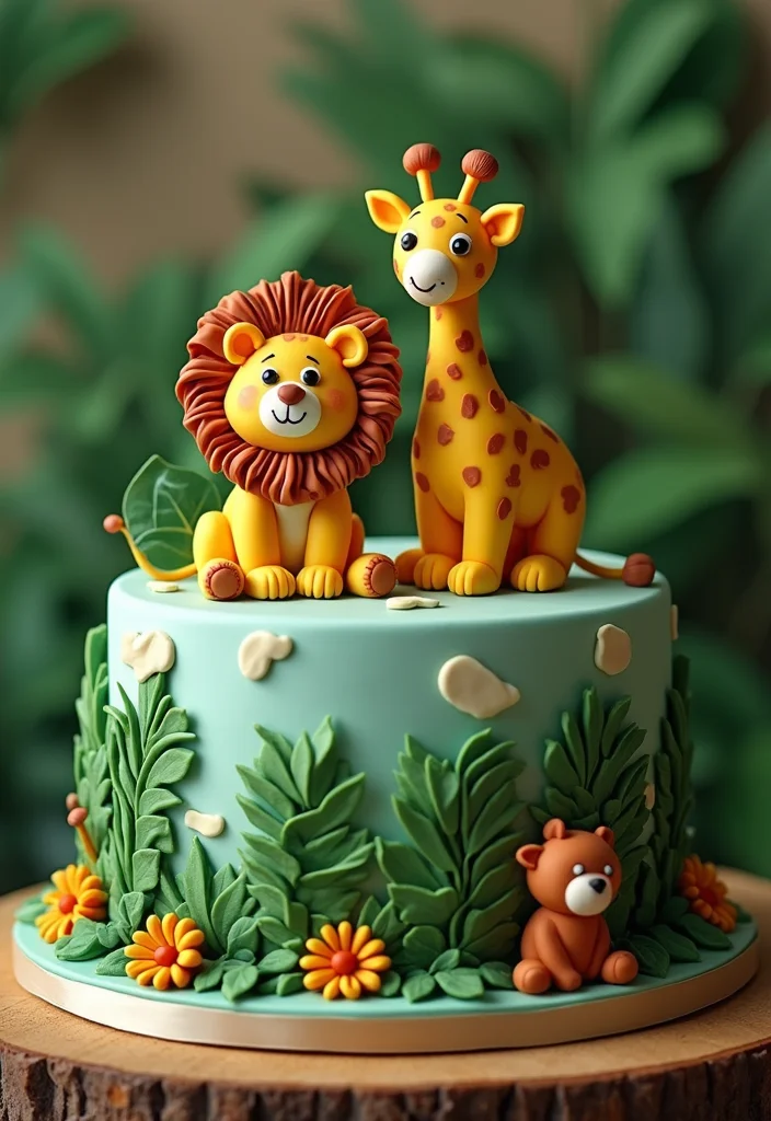 14 Unique Baby Shower Cakes That Are Pure Magic (Check Out #9 for Inspiration!) - 9. Safari Adventure Cake 1