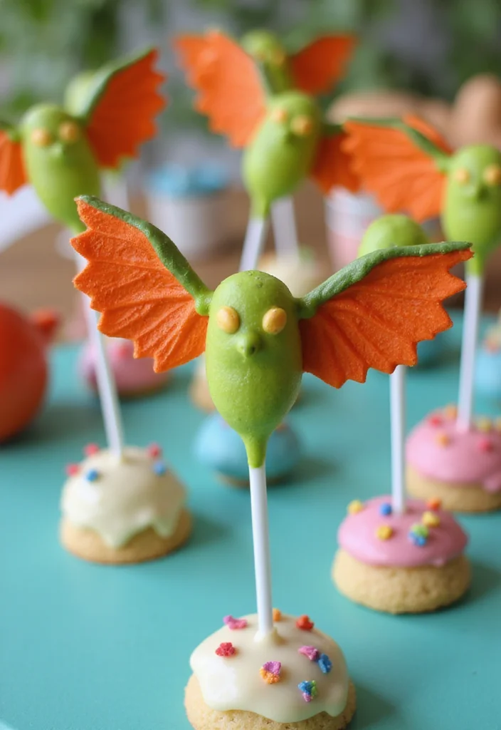 15 Stunning Dinosaur Cakes That Are Almost Too Cute to Eat (Wait Until You See #15!) - 11. Pterodactyl Cake Pops 1