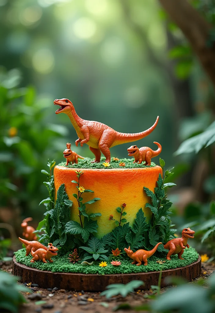 15 Stunning Dinosaur Cakes That Are Almost Too Cute to Eat (Wait Until You See #15!) - 5. Jurassic Jungle Cake 1