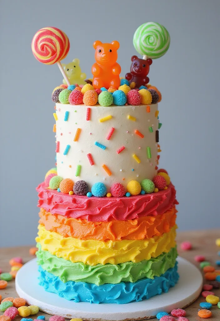 16 Adorable Two-Tier Birthday Cakes for Kids That'll Make Their Day Extra Special (Don't Miss #2!) - 12. Sweet Candy Land Cake 1
