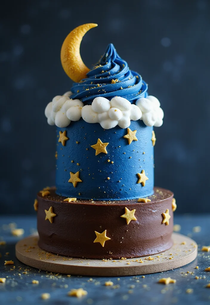 16 Adorable Two-Tier Birthday Cakes for Kids That'll Make Their Day Extra Special (Don't Miss #2!) - 16. Starry Night Cake 1