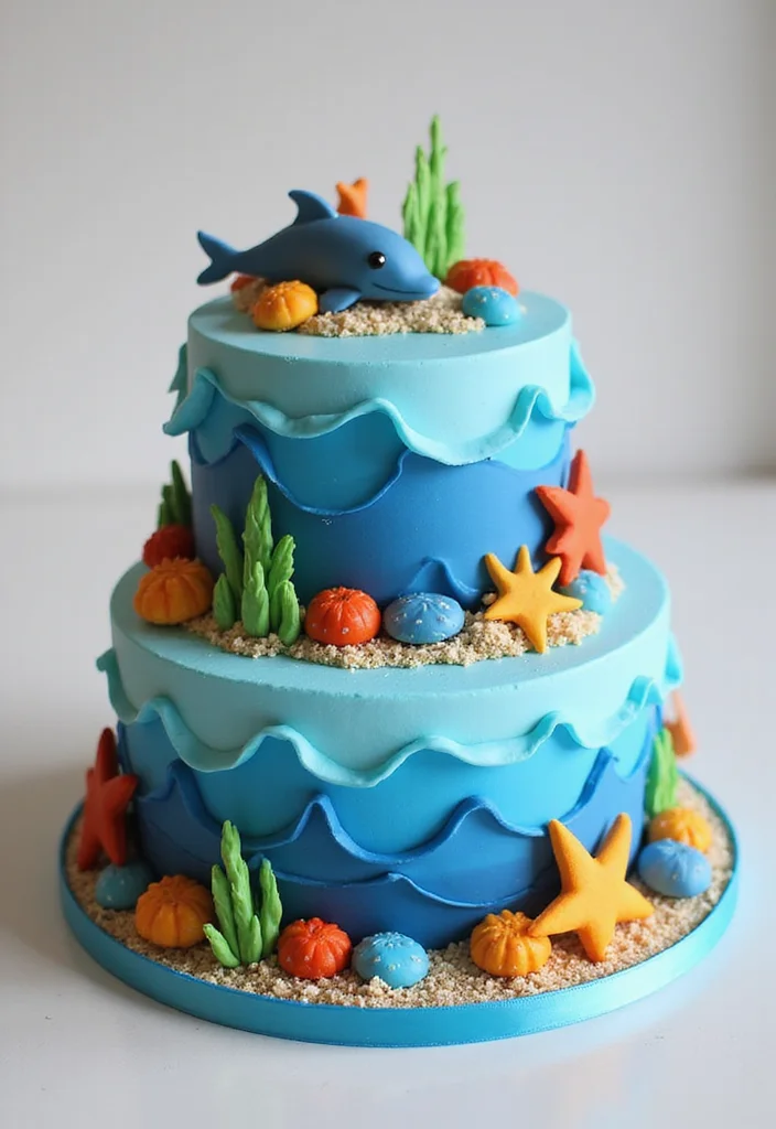 16 Adorable Two-Tier Birthday Cakes for Kids That'll Make Their Day Extra Special (Don't Miss #2!) - 4. Under the Sea Cake 1