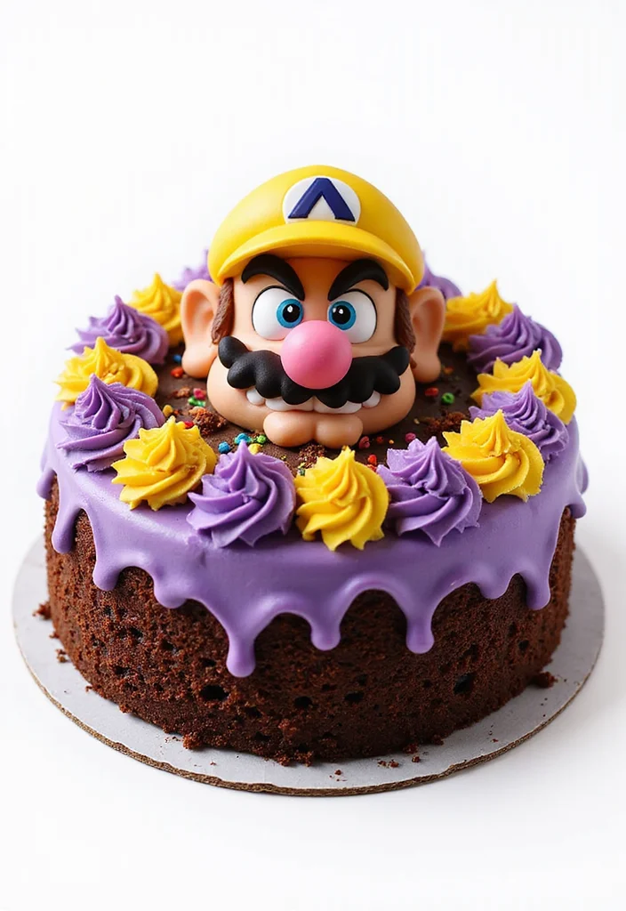 16 Super Mario Cake Tutorials That Will Impress Every Gamer at Your Party! - 10. Wario's Mischief Cake 1