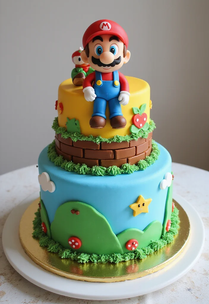 16 Super Mario Cake Tutorials That Will Impress Every Gamer at Your Party! - 12. Super Mario Bros. Retro Cake 1