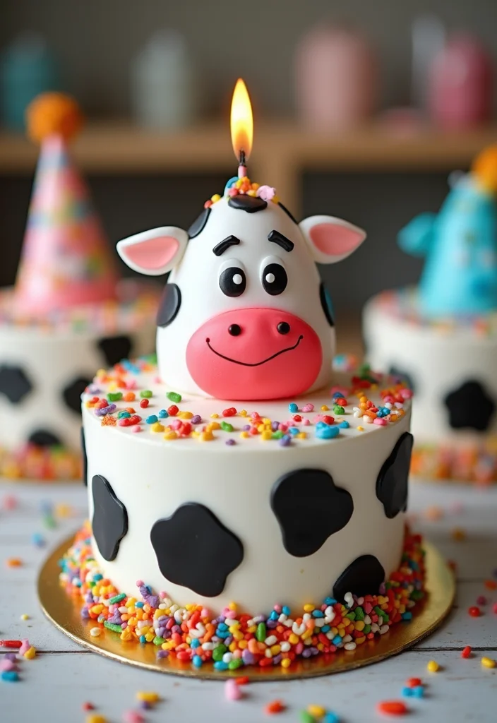 19 Creative Cow Cake Ideas for the Ultimate DIY Baking Adventure! - 13. Cow Themed Birthday Cake 1