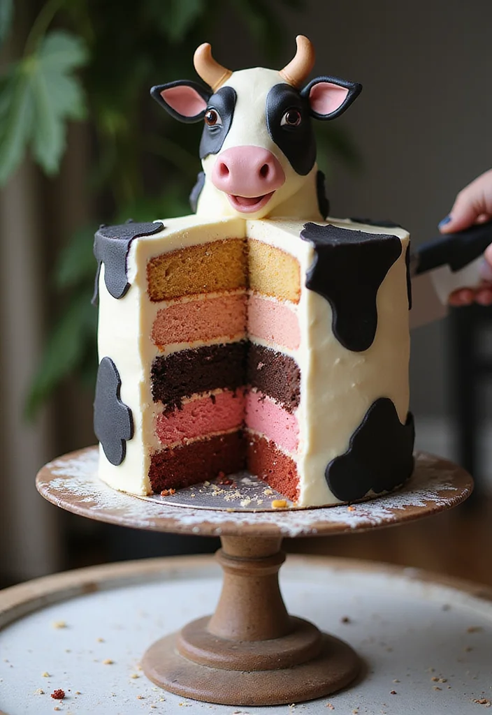 19 Creative Cow Cake Ideas for the Ultimate DIY Baking Adventure! - 5. Cow Themed Layer Cake 1