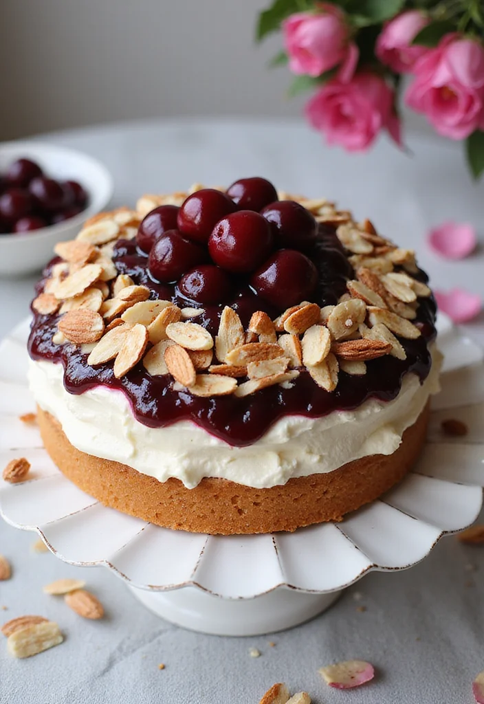 22 Seasonal Birthday Cakes with Fruit That Celebrate Nature's Best Flavors! - 13. Cherry Almond Cream Cake 1