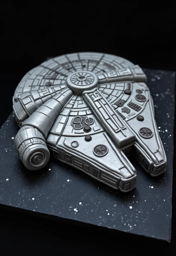 9 Whimsical Star Wars Cake Designs That Are Out of This World! - 4. Millenium Falcon Adventure Cake 1