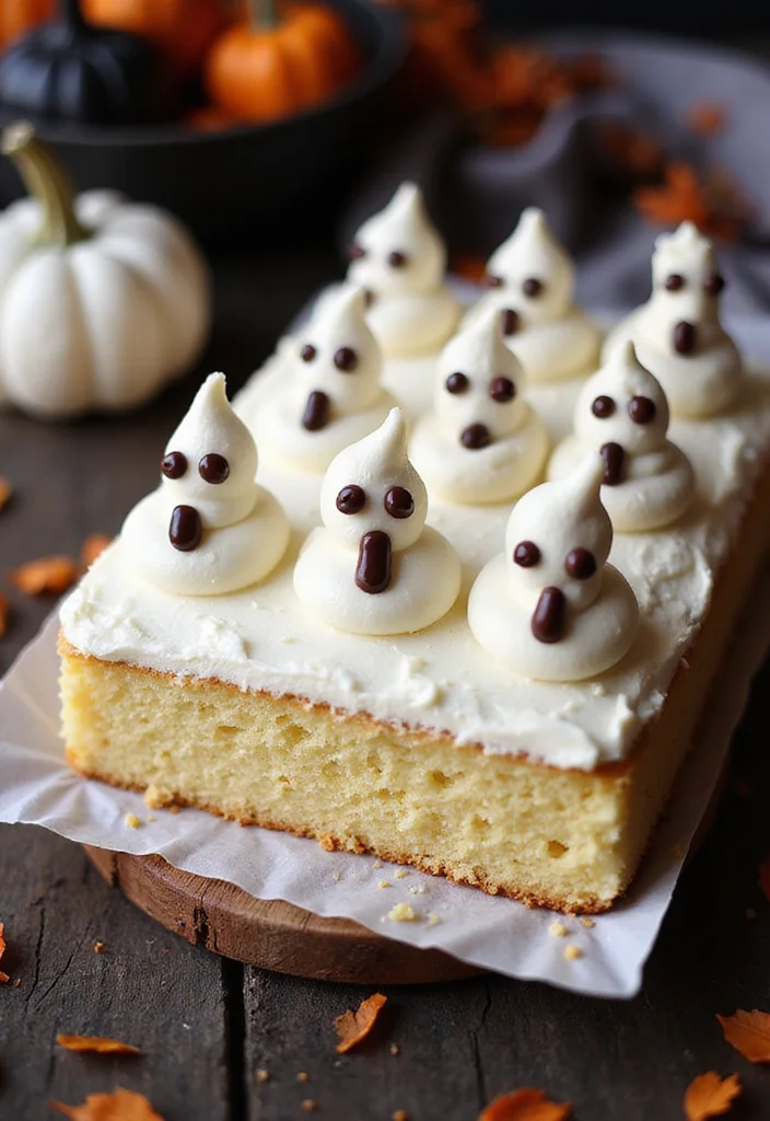 Celebrate Halloween with 8 Easy Cakes That Bring the Family Together! - 1. Ghostly Vanilla Sheet Cake 1