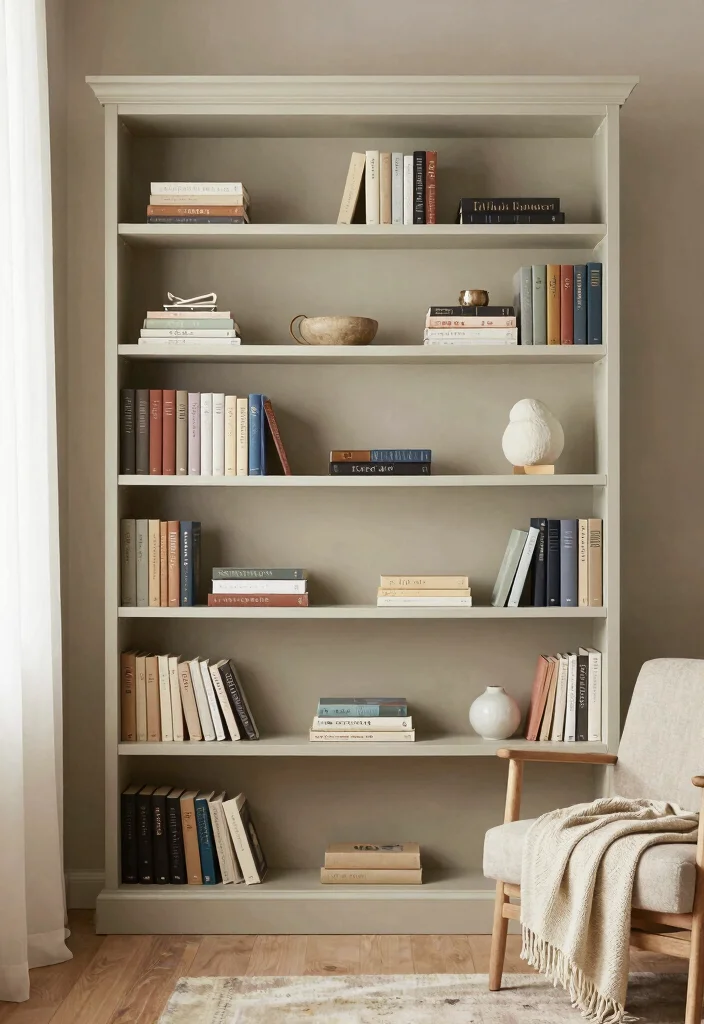 14 Simple Book Shelf Ideas With Clean Minimal Style - 13. Minimalist Color Palette 1