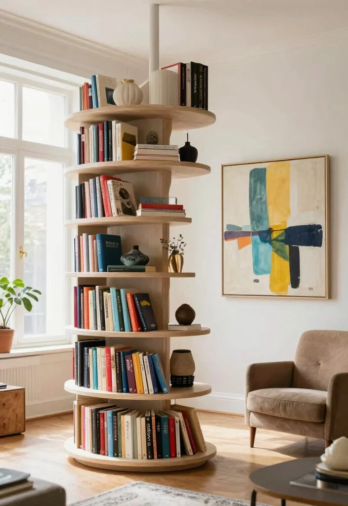 14 Simple Book Shelf Ideas With Clean Minimal Style - 8. Bookshelf with a Twist 1