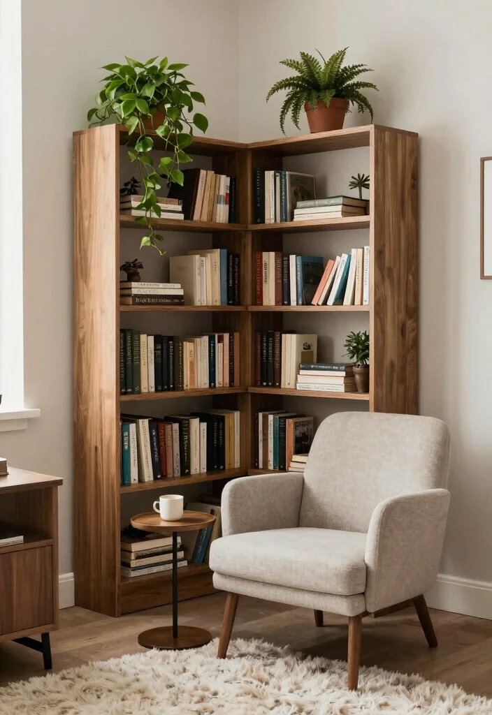 15 Nathan James Bookshelf Ideas With Modern Appeal - 2. The Corner Companion 1